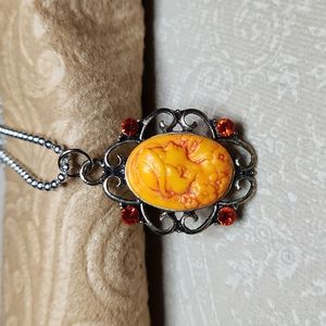 NEW!! Classic Lady flower pendant necklace with Swarovski crystals, handmade